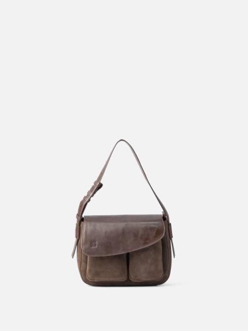 biba blunt leather shoulder bag dark brown sketchshop