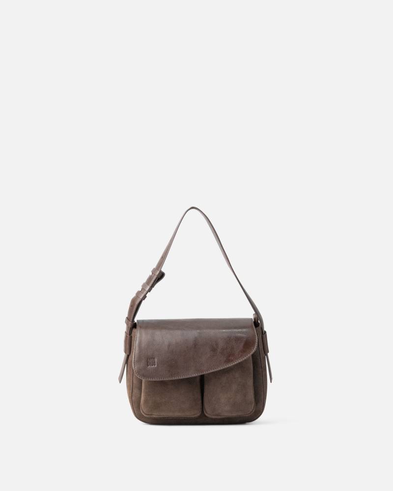 biba blunt leather shoulder bag dark brown sketchshop