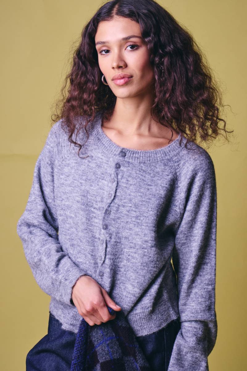 ichi ihsage cardigan alloy melange sketchshop
