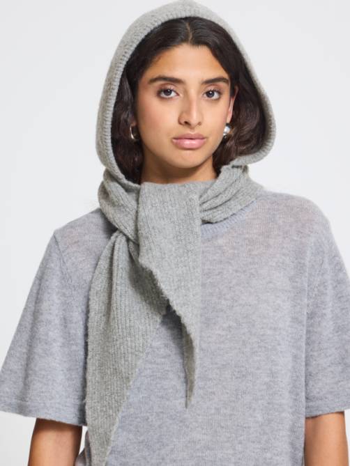 ichi iacharlotte hooded scarf medium grey sketchshop
