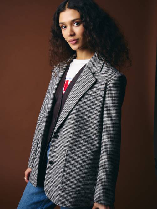 ichi ihlubana blazer grey check sketchshop