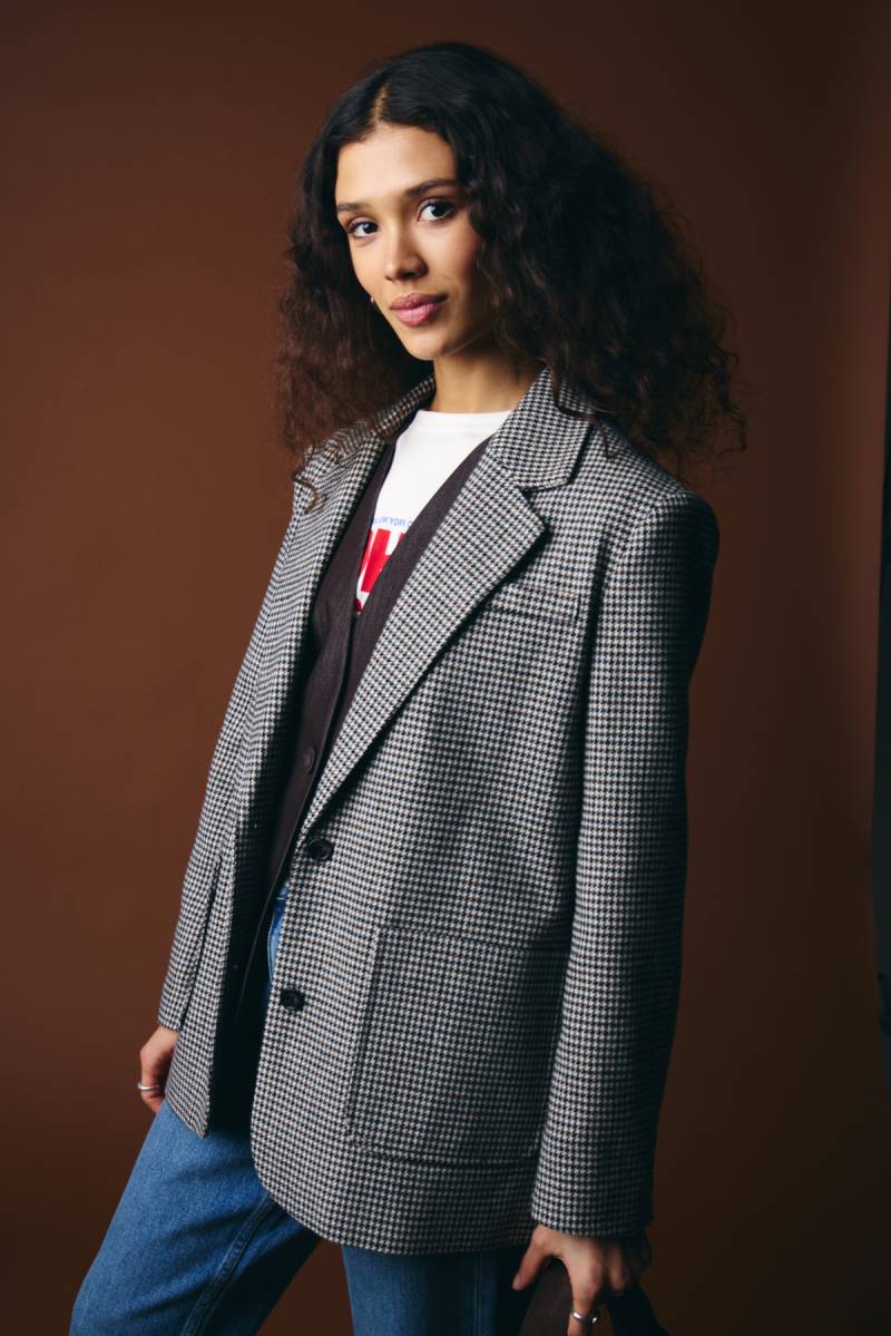 ichi ihlubana blazer grey check sketchshop