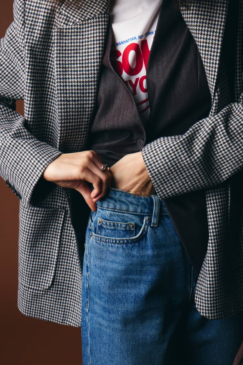 ichi ihlubana blazer grey check sketchshop