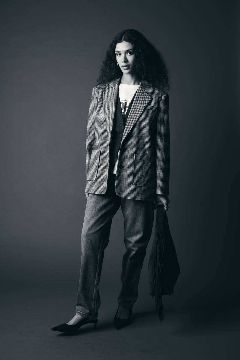 ichi ihlubana blazer grey check sketchshop