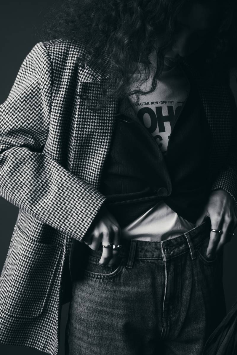 ichi ihlubana blazer grey check sketchshop