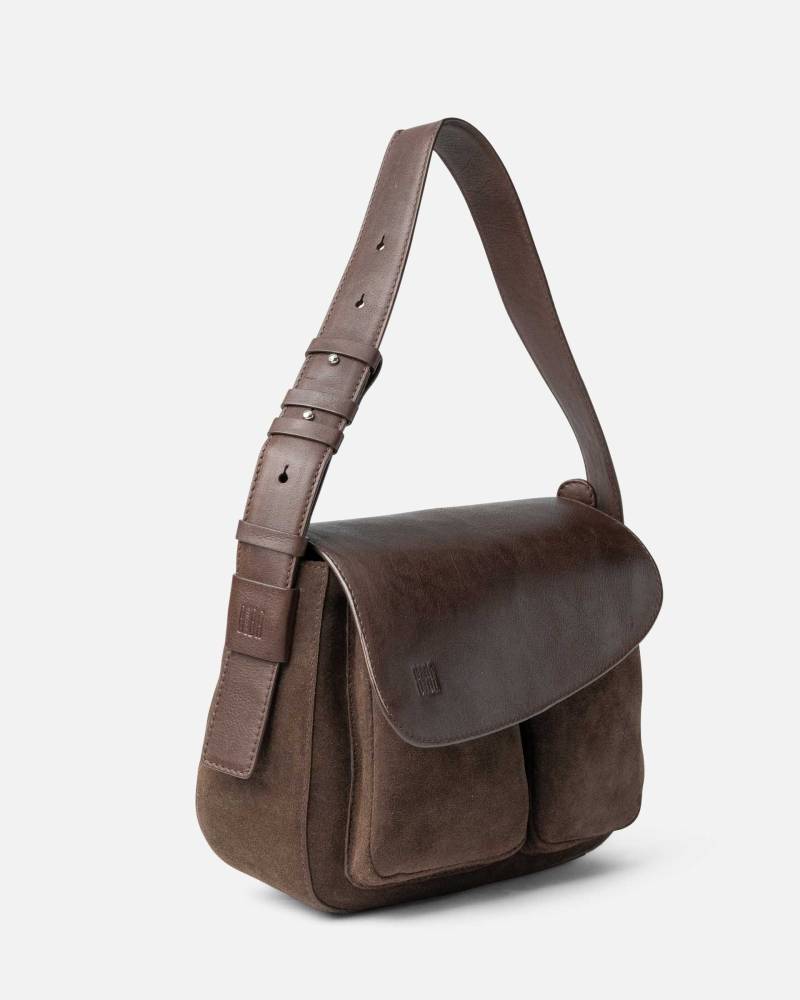 biba blunt leather shoulder bag dark brown sketchshop