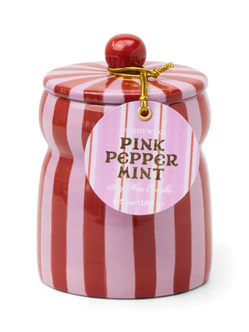 paddywax cabana striped candle pink peppermint sketchshop