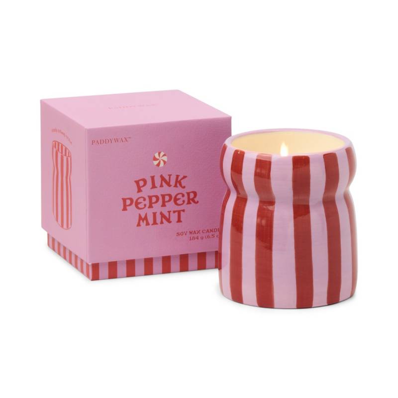 paddywax cabana striped candle pink peppermint sketchshop