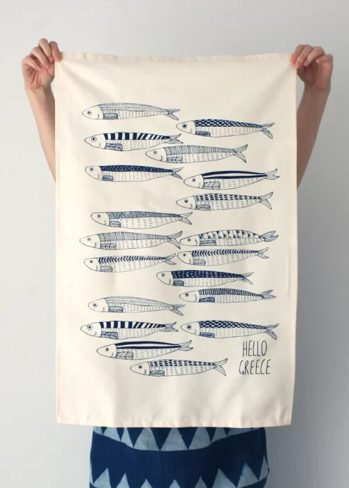 lrk tea towel sardines sketchshop
